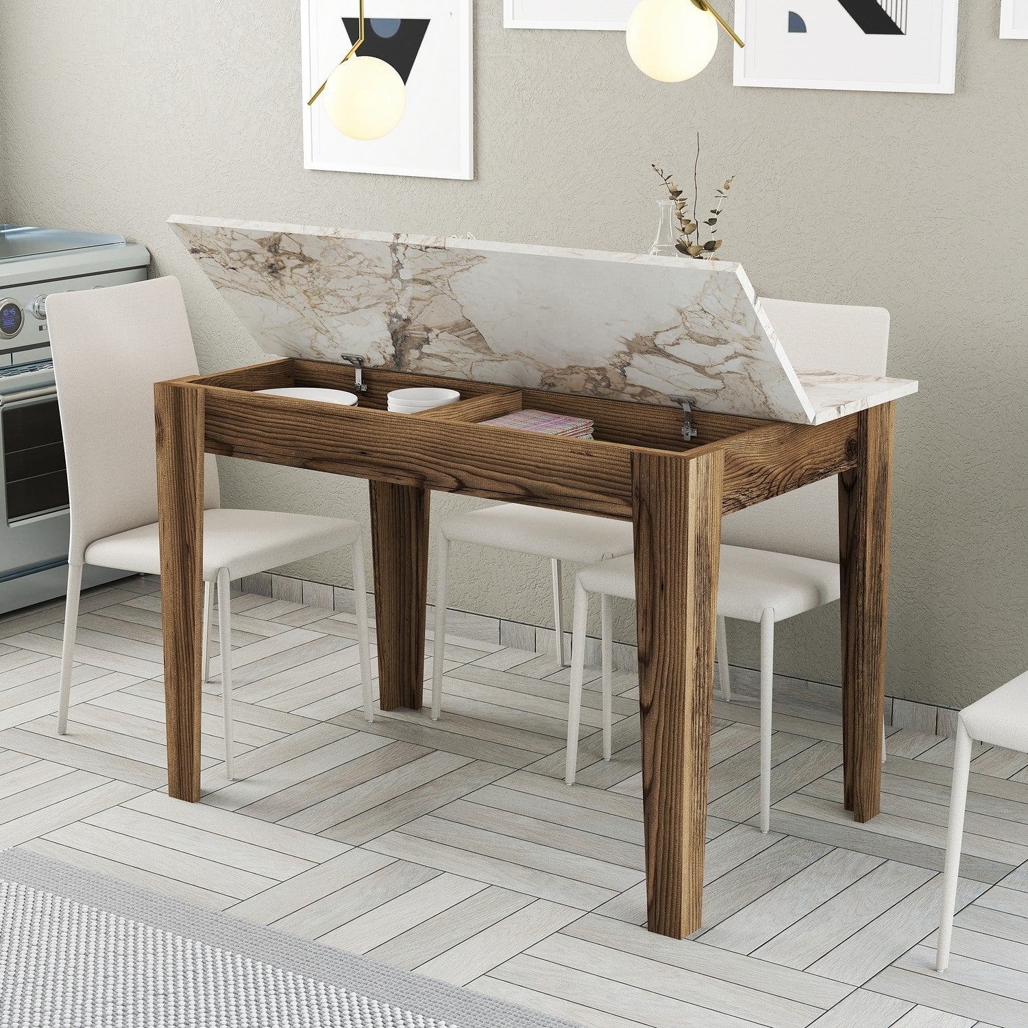 Table de cuisine Kiev 506 - Walnut, White