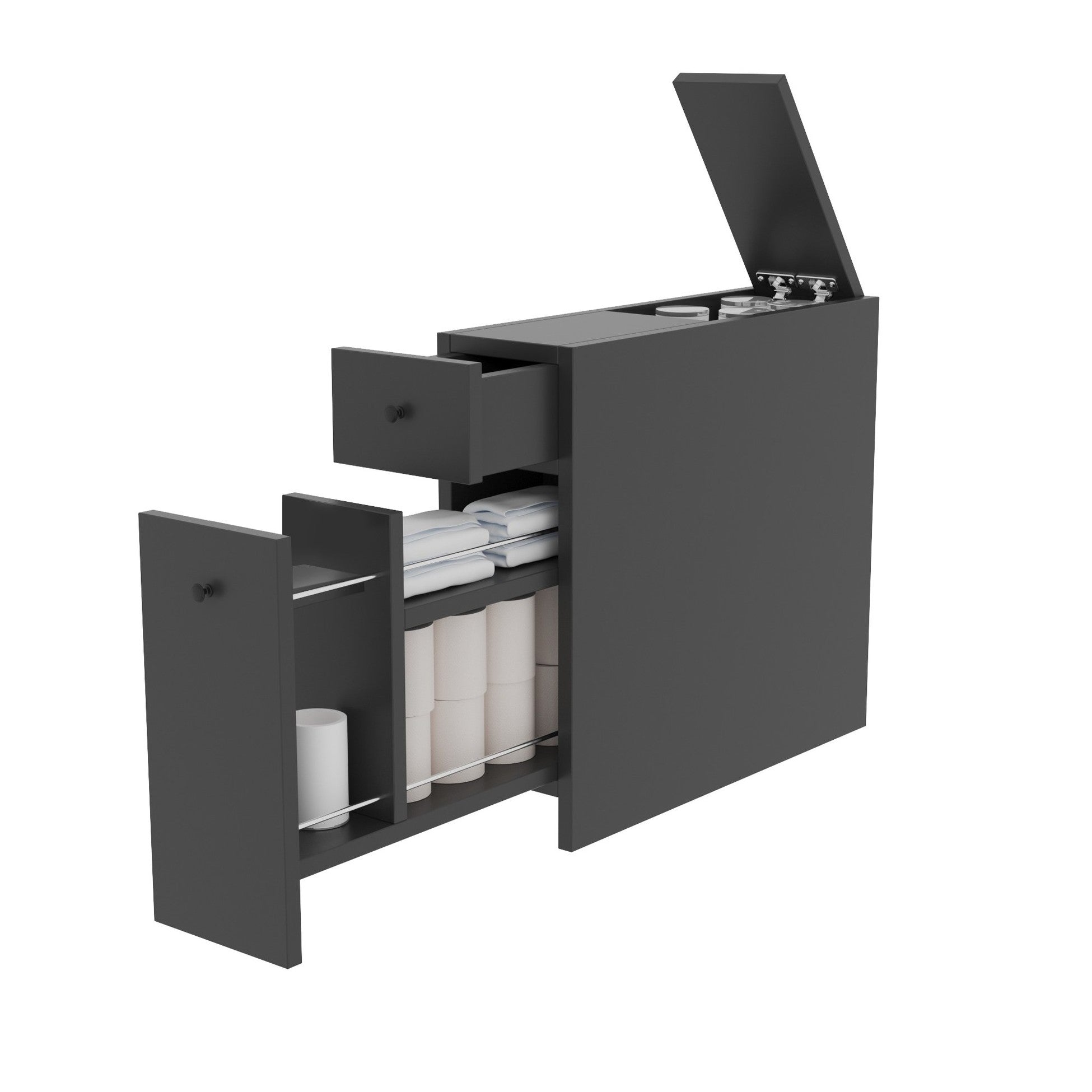 Meuble de salle de bain Caleen avec tiroirs anthracite