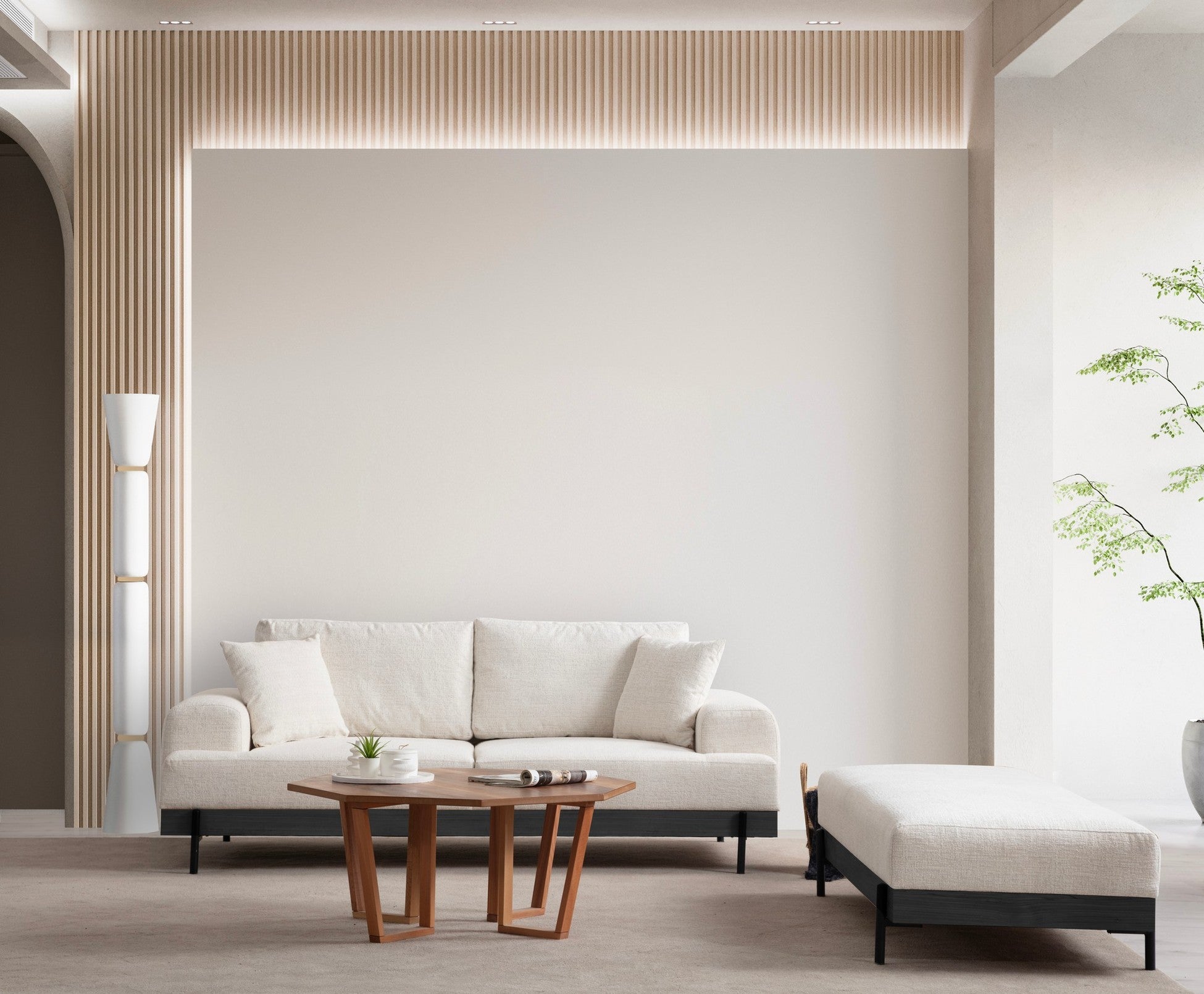 Canapé à 3 places Eti Black 3 Seater - White