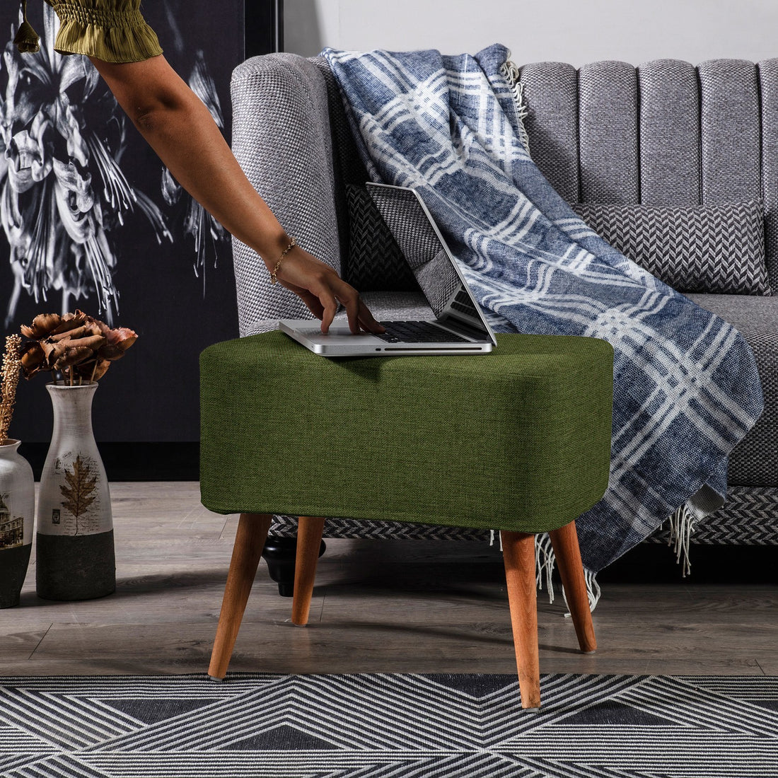 Albina Pouf vert kaki v2