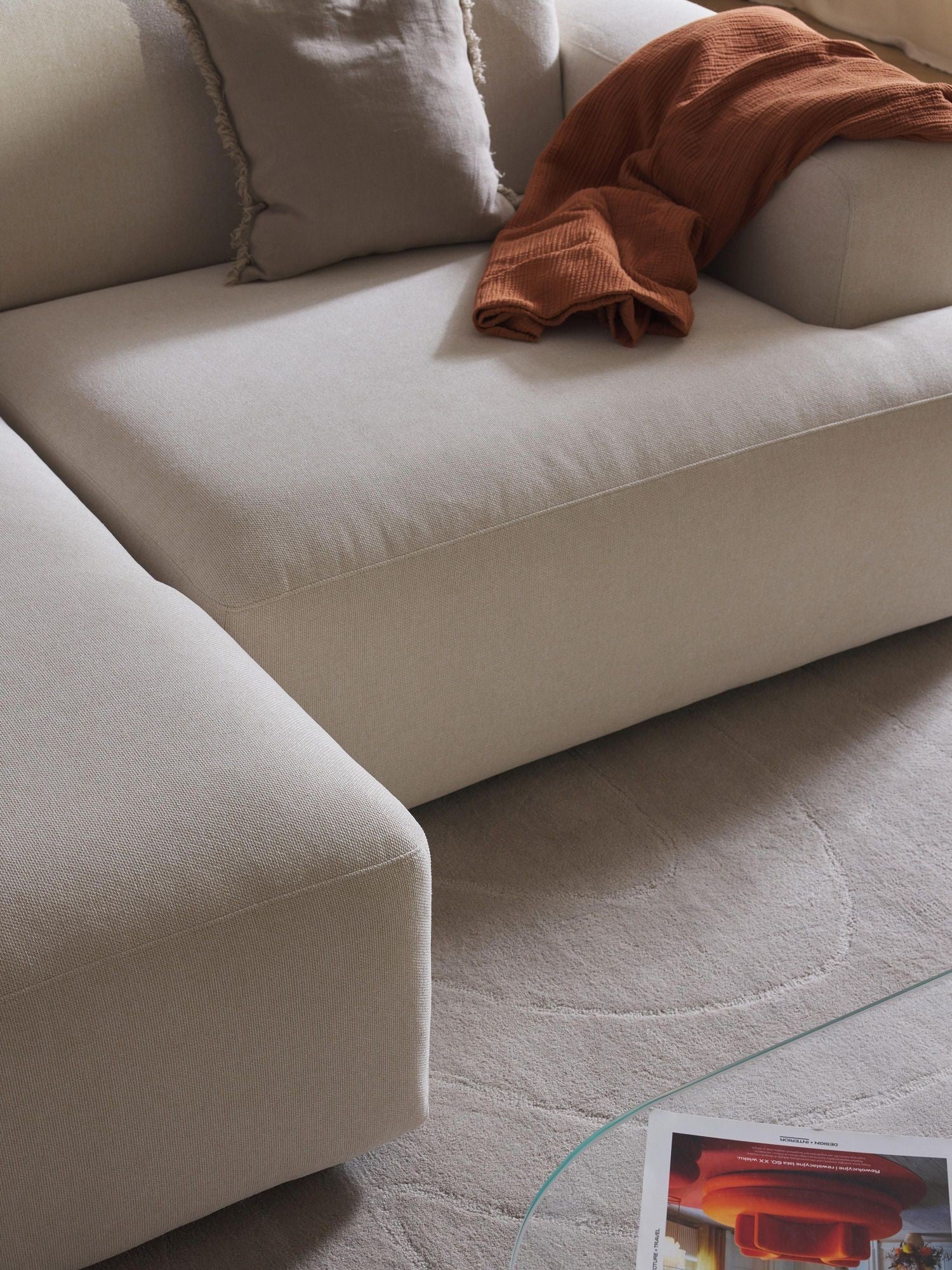 Canapé d'angle 3 places Molly Mini en tissu lin