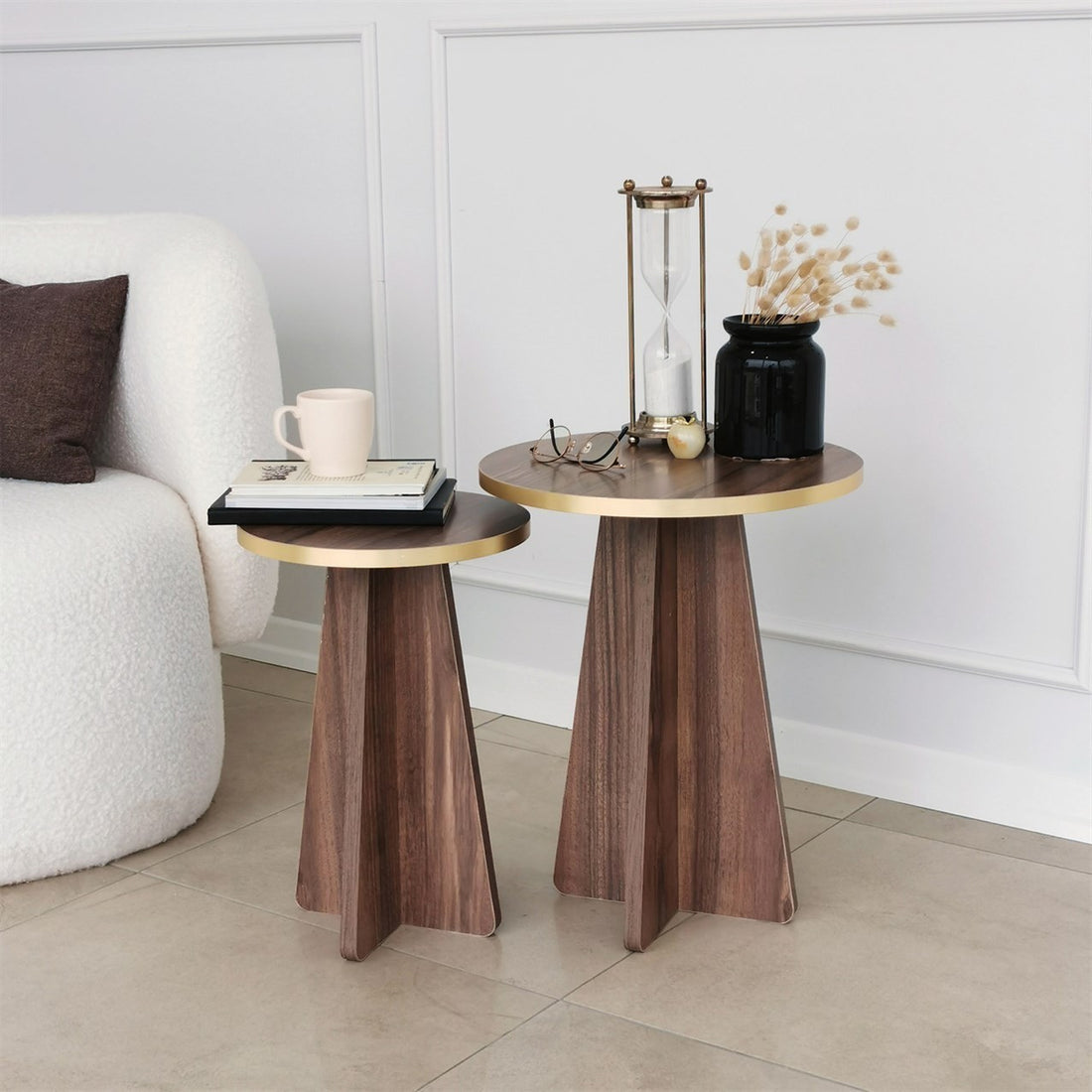 Ensemble de table basse Mushroom 2 - Gold, Walnut