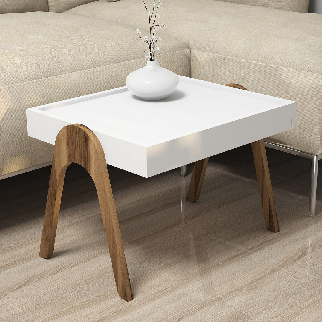 Table gigogne (3 pièces) Roma - Walnut, White