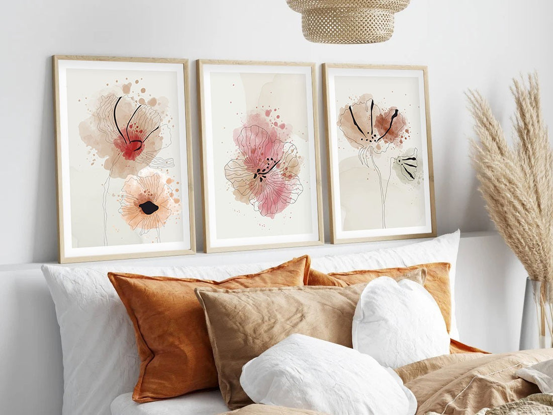 Peinture mdf encadrée décorative (3 pièces) Huhu205 - 50 x 35