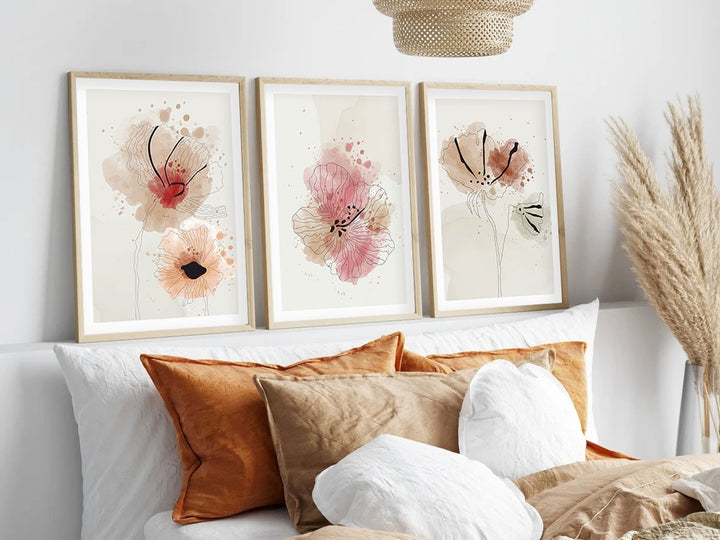 Peinture mdf encadrée décorative (3 pièces) Huhu205 - 50 x 35