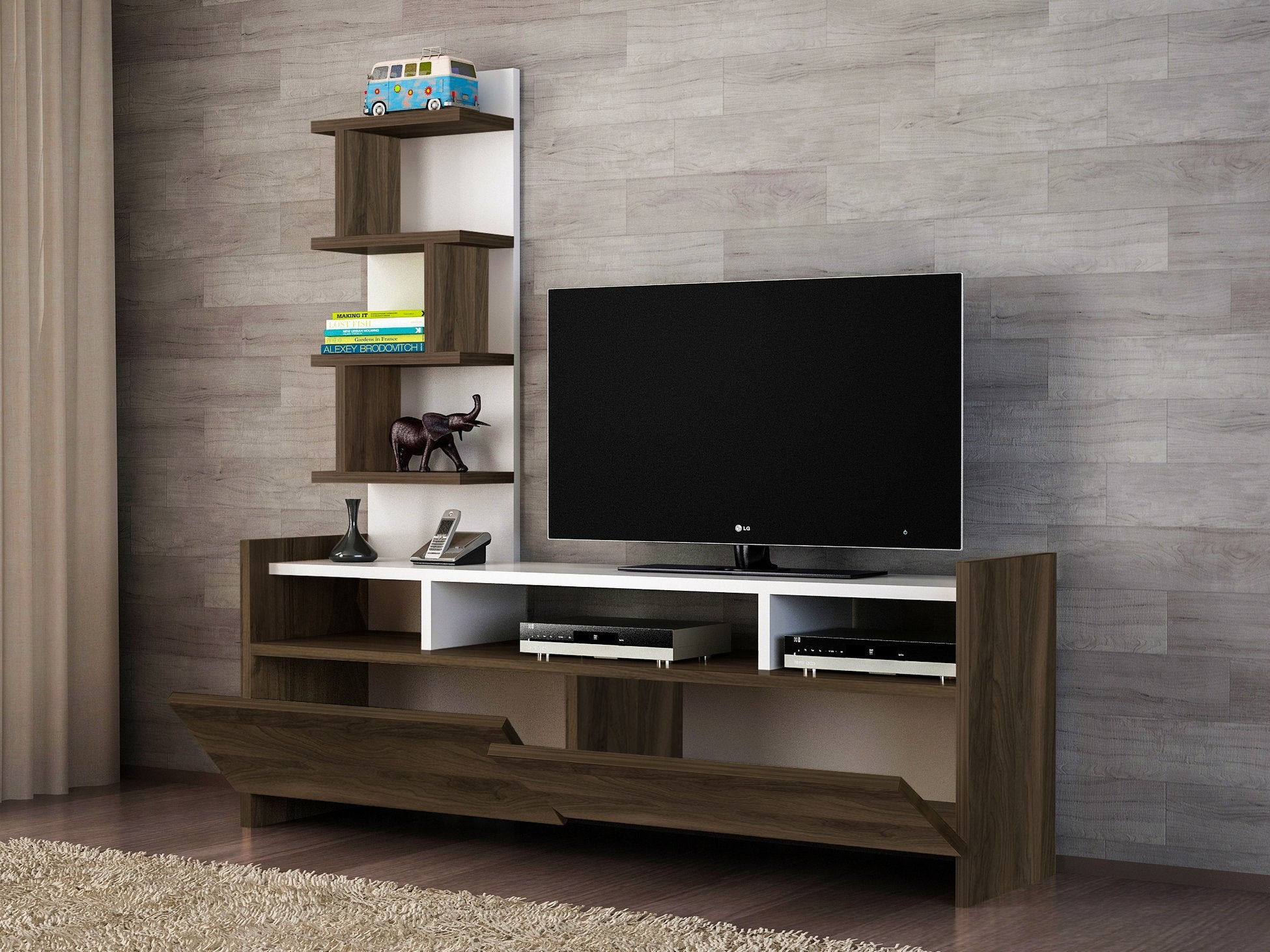 Unité de télévision Aldora - White, Walnut