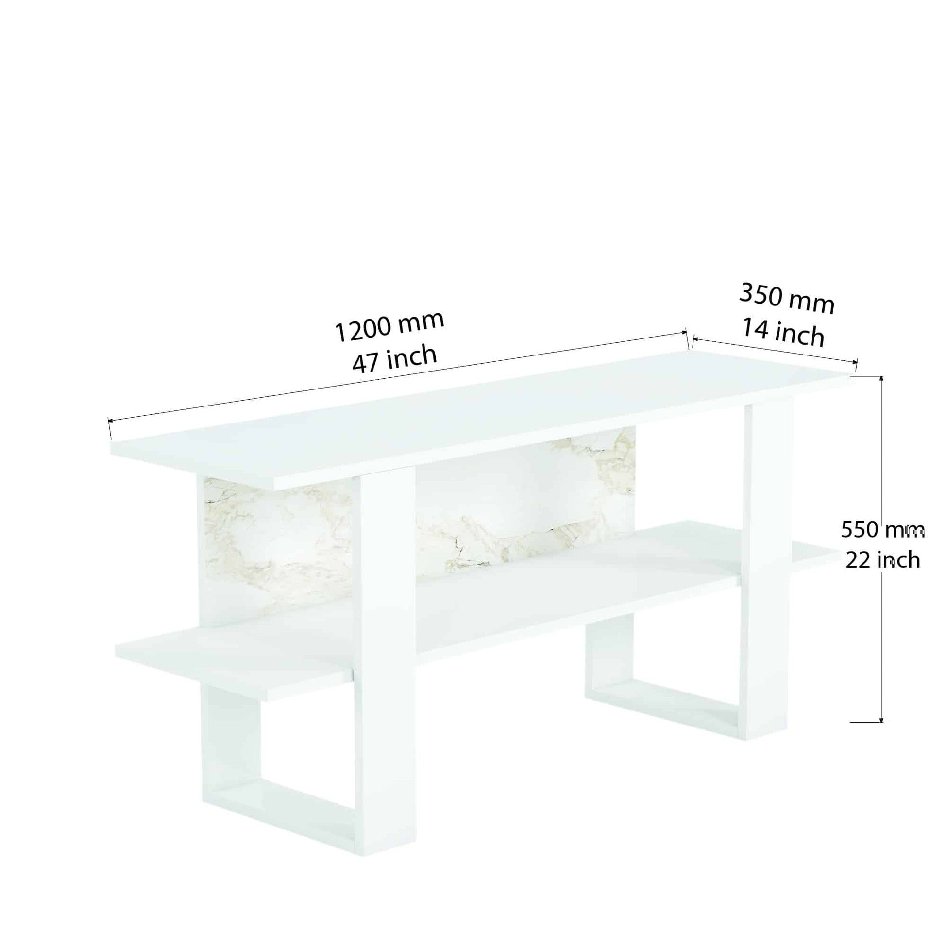 Meuble TV moderne 120cm Bois Blanc en marble design Cornellia
