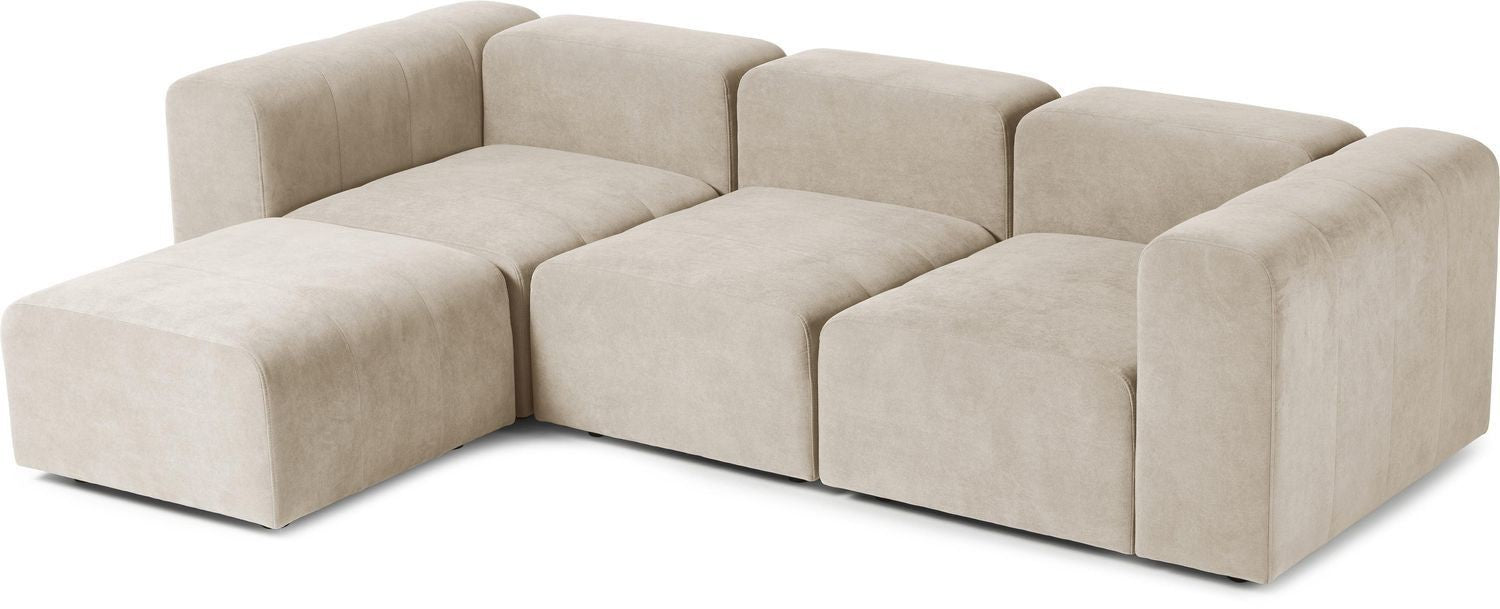 Canapé modulable 4 places en tissu avec pouf Pietro