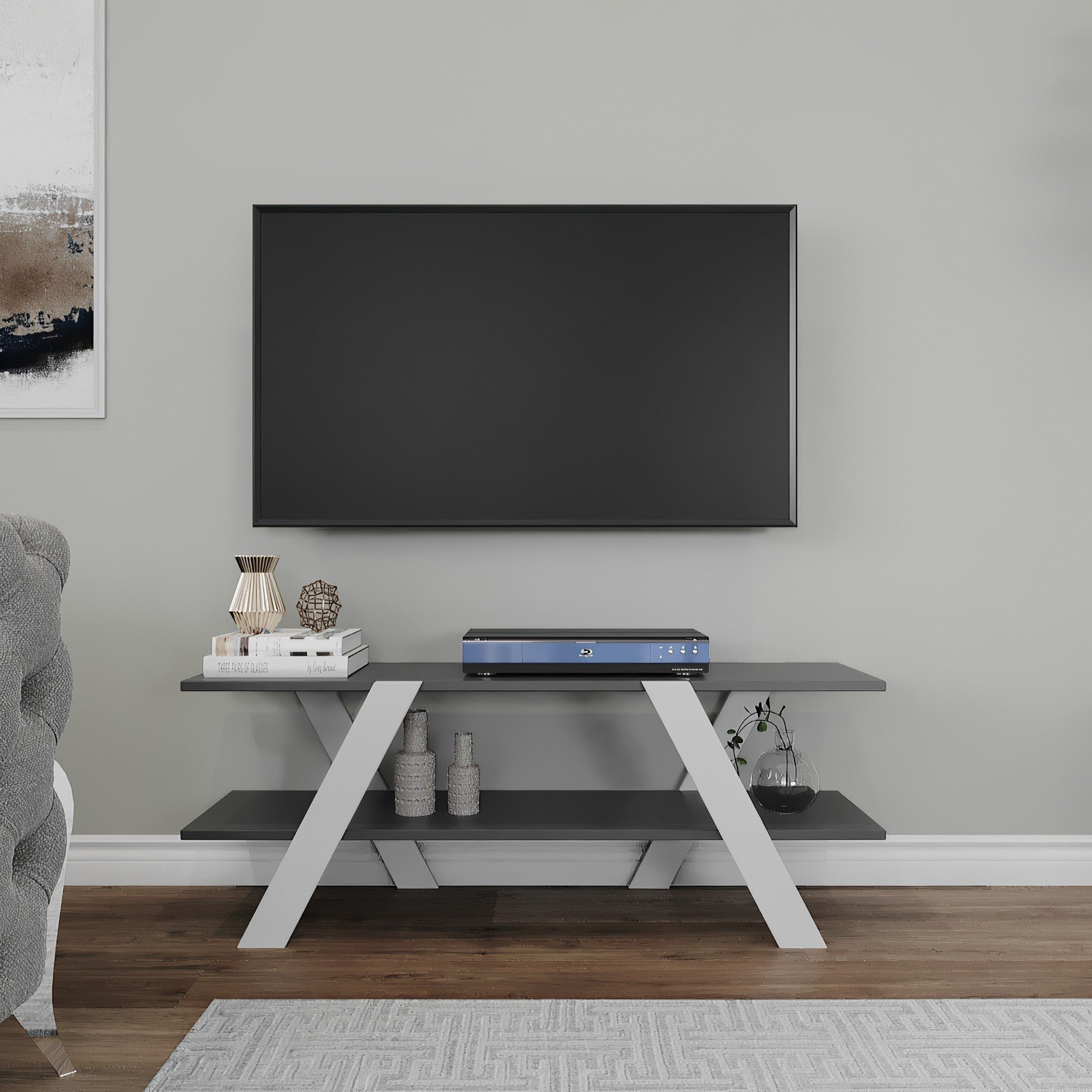 Meuble TV April - White, Anthracite