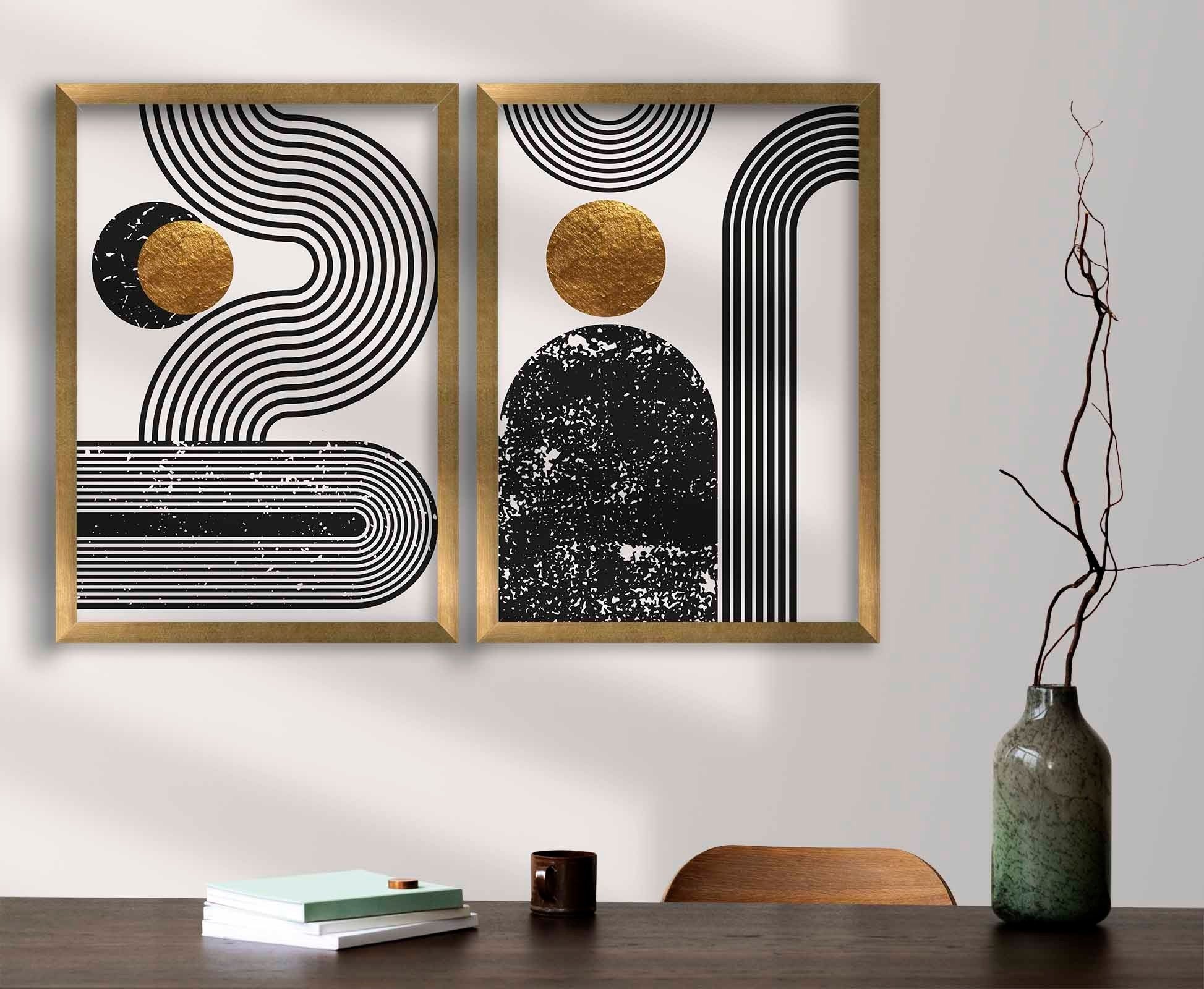 Peinture MDF encadrée décorative (2 pièces) 2P3853NISCT-015