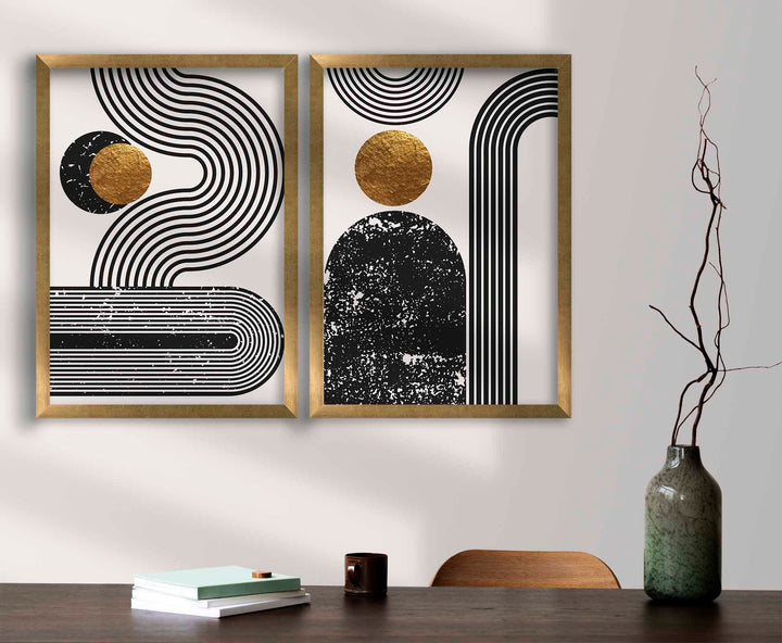 Peinture MDF encadrée décorative (2 pièces) 2P3853NISCT-015