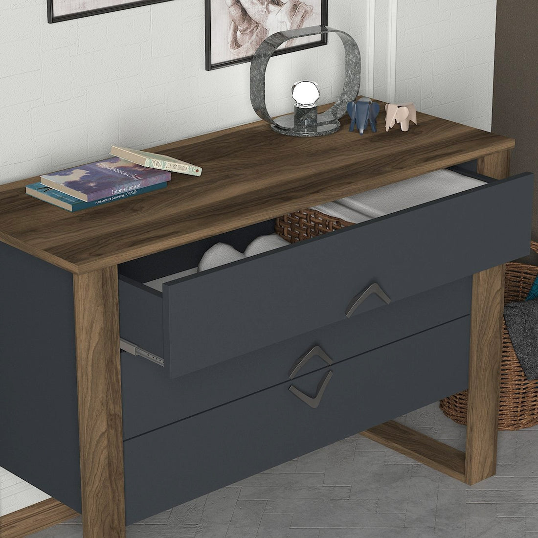 La commode Bumerang - Walnut, Anthracite