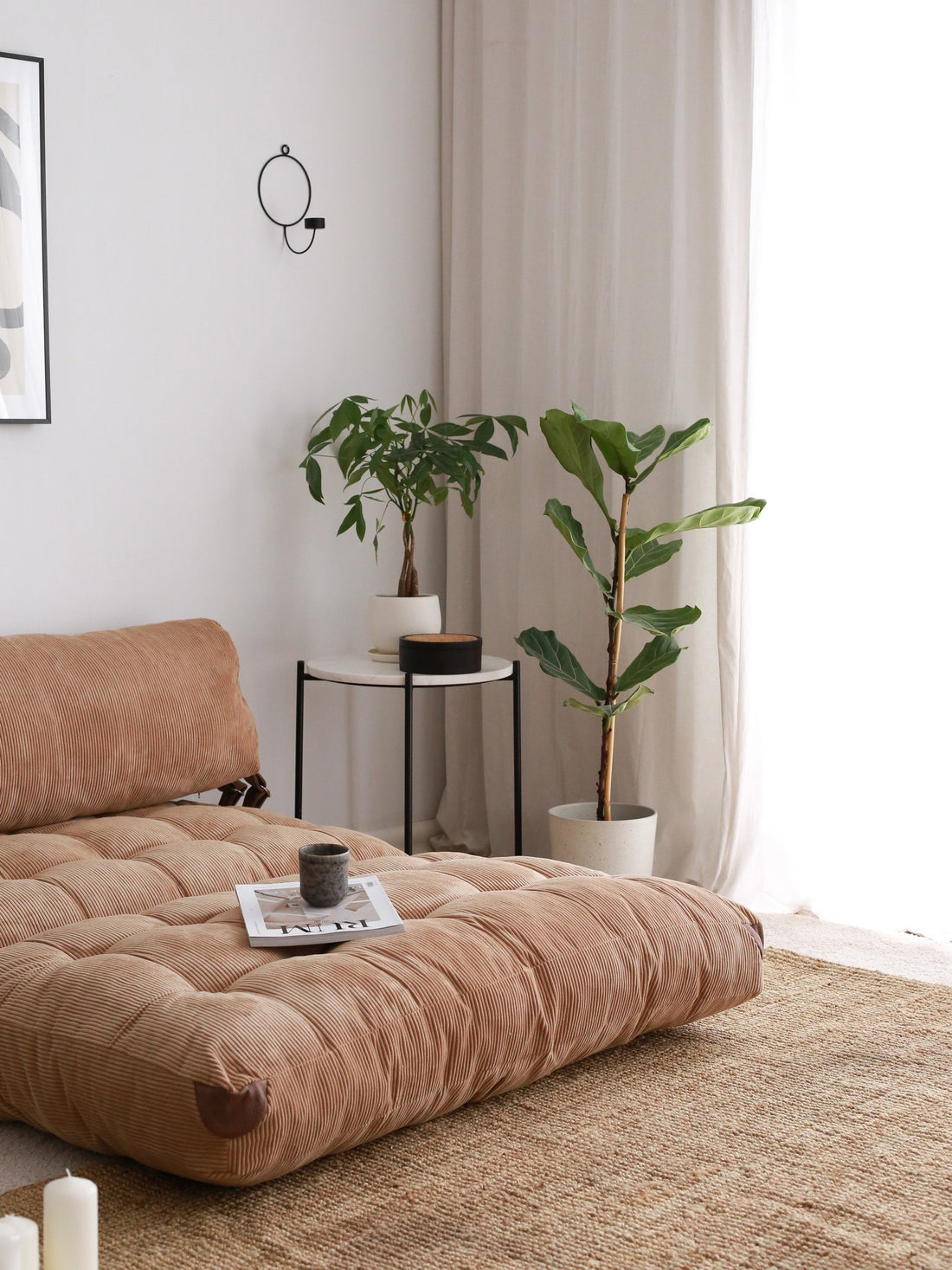 Chauffeuse 2 places convertible Fold Velours côtelé Camel