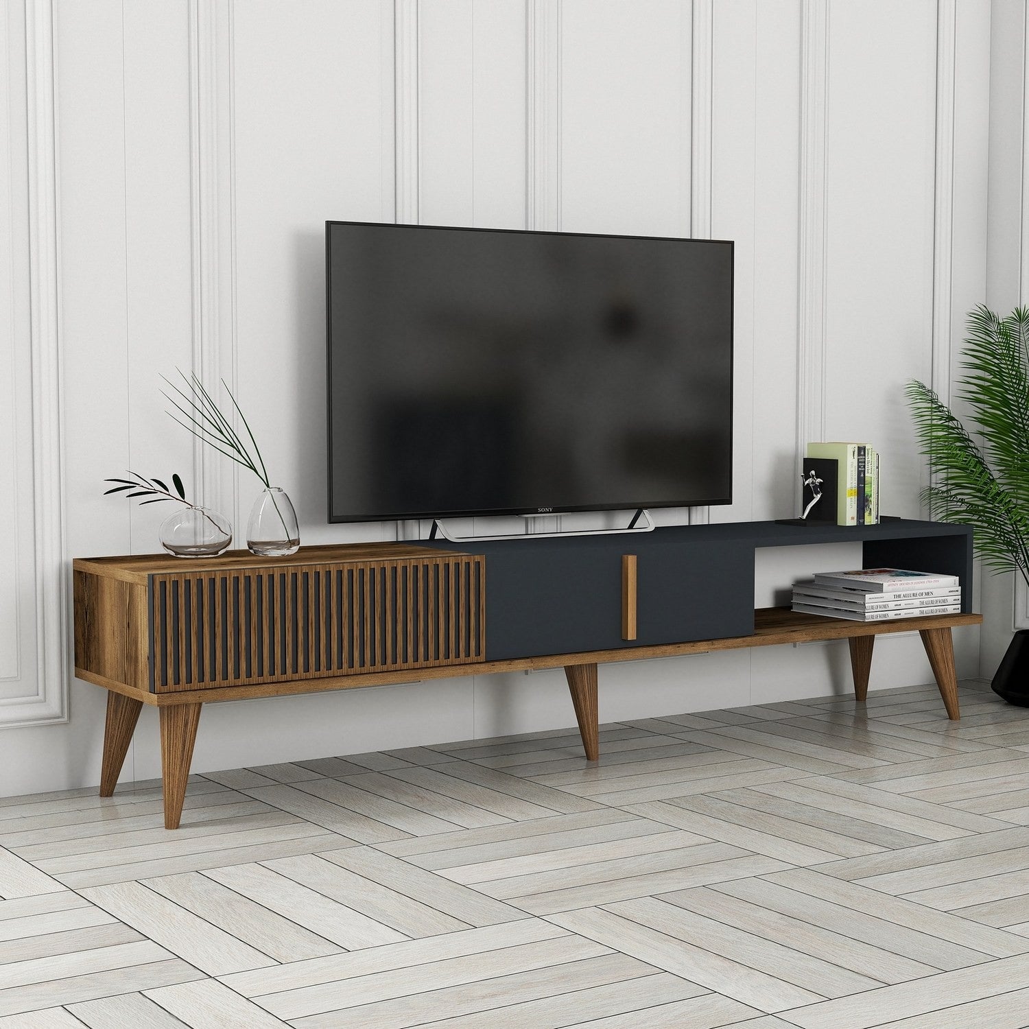 Meuble TV Milan Alt - Walnut, Anthracite