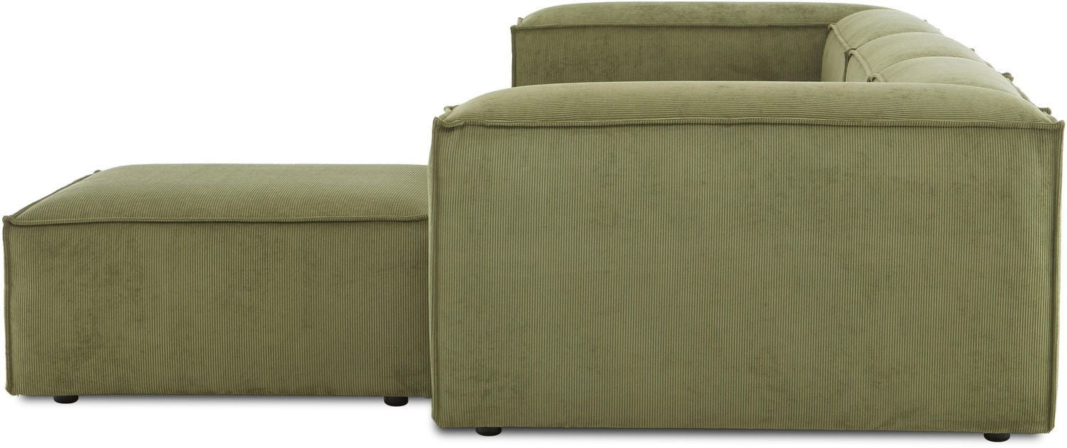 Canapé modulable 4 places en velours côtelé avec pouf Frida