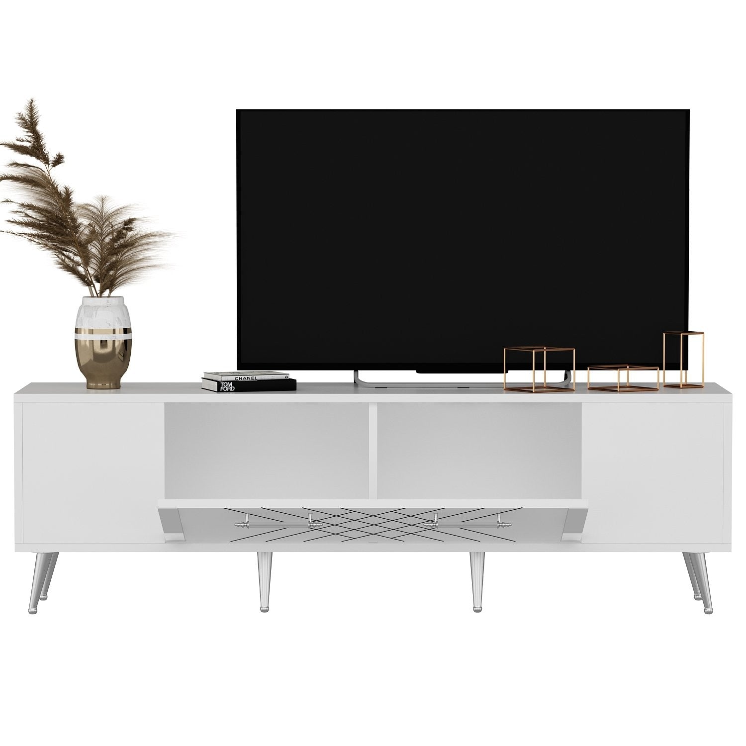 Meuble TV Detas - White, Silver