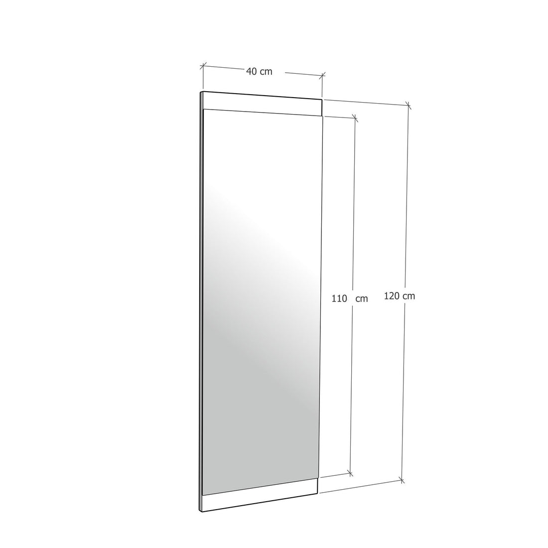 Miroir Boy Aynası Dekoratif Basic Siyah 40x120