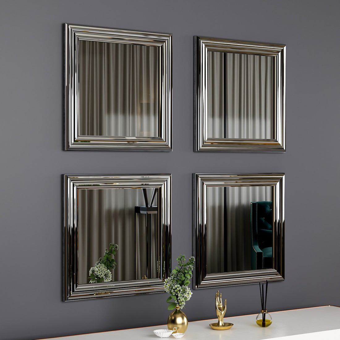 Ensemble de miroirs (4 pièces) Loza - Silver