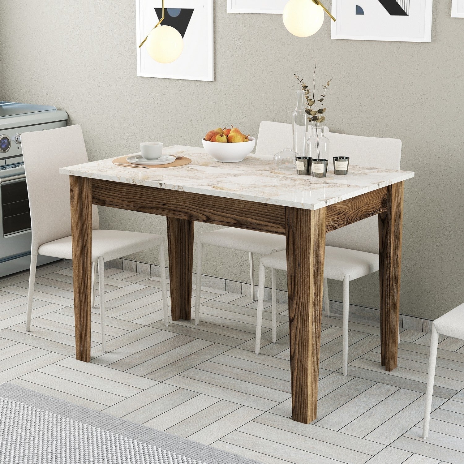 Table de cuisine Kiev 506 - Walnut, White