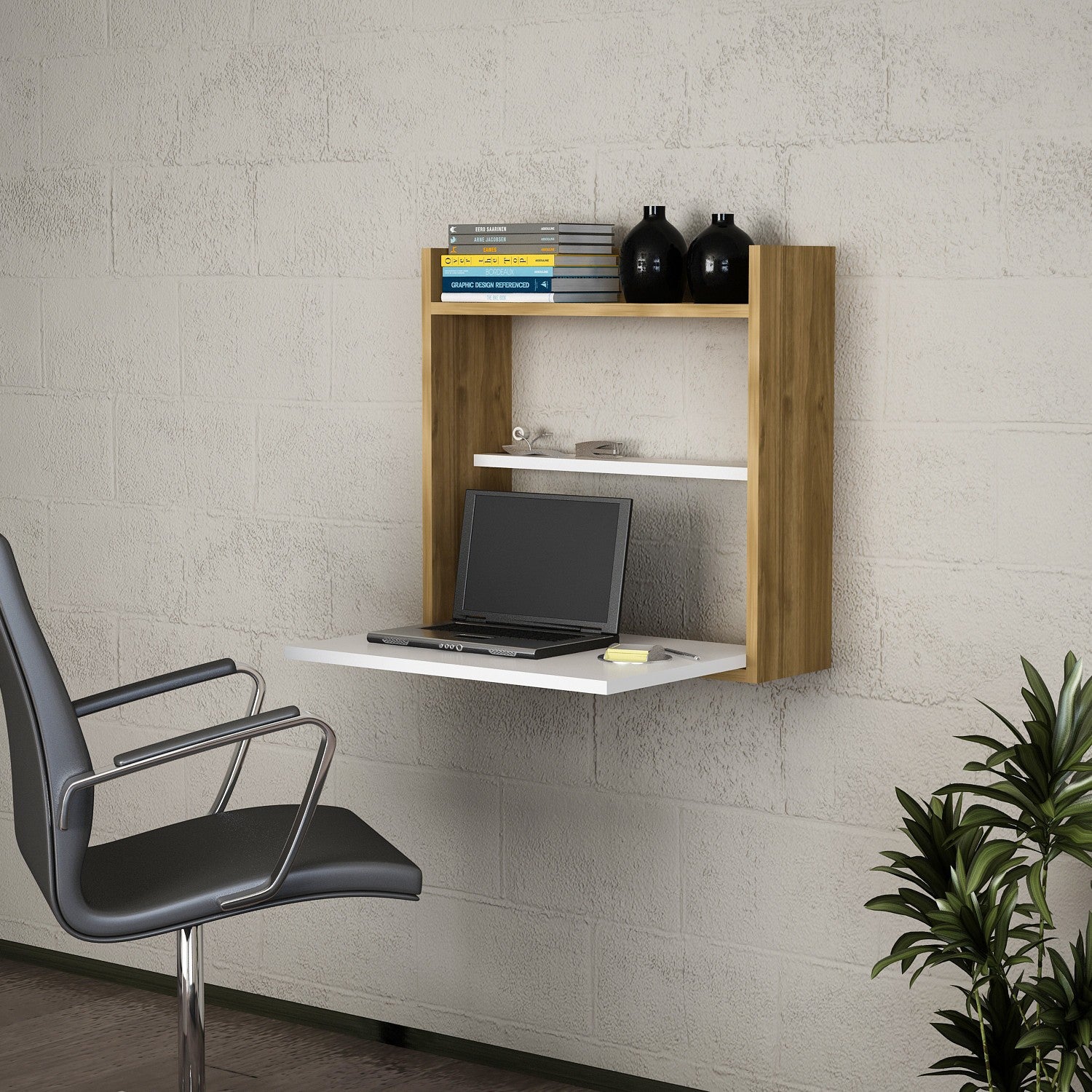 Bureau d'étude Laptop - White, Walnut