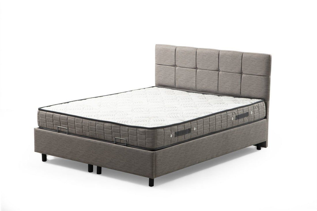 Base de lit double et tête de lit Vitalia 150 x 200 - Light Grey