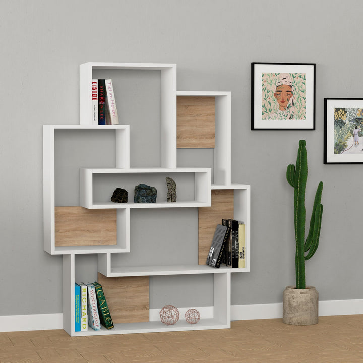 Étagère à livres Barce - White, Oak