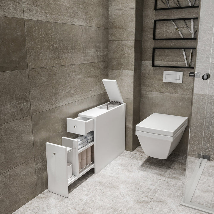 Rangement de salle de bain 1 porte et 2 tiroirs Calencia Bois Blanc