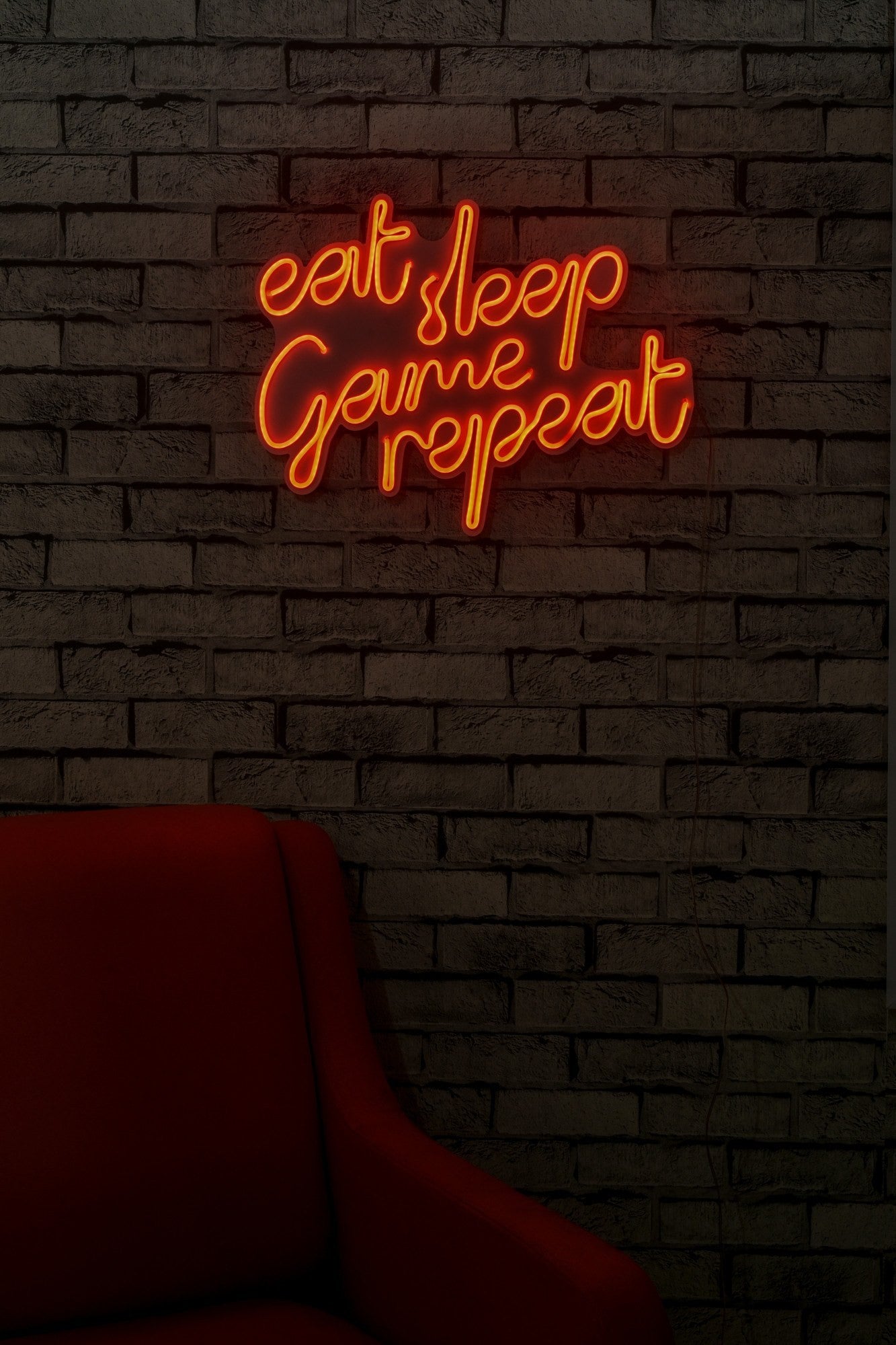 Éclairage LED en plastique décoratif eat sleep game repeat - red