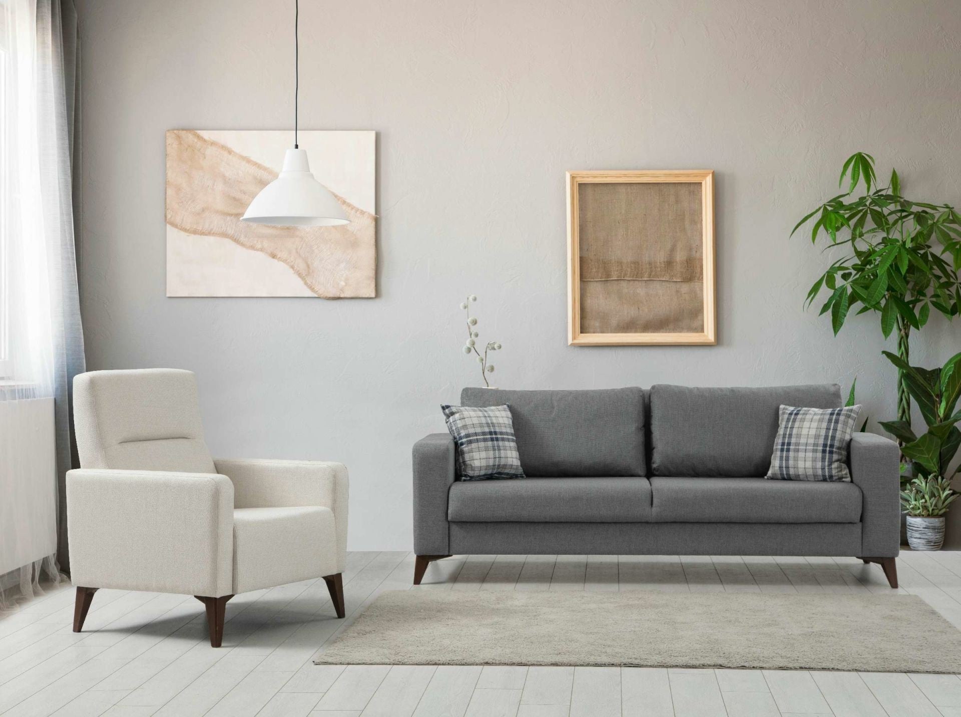 Canapé Kristal 3+1 - Dark Grey, Beige