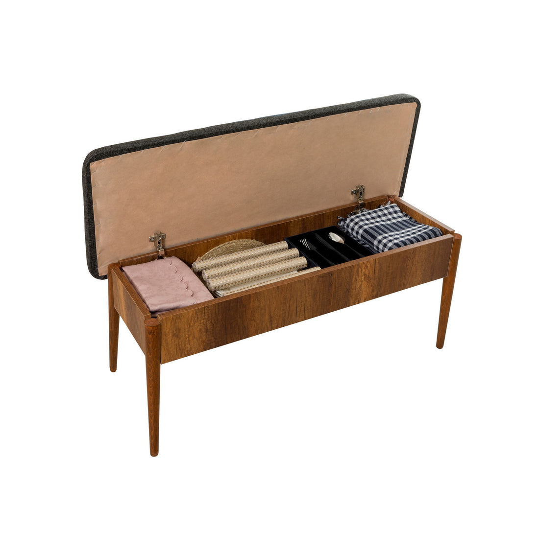 Table à manger et jeu de chaises extensible (5 pièces) Vina Walnut Anthracite