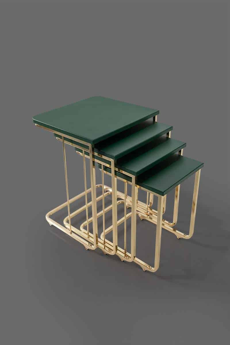 Vegas Table Gigognes Doré Vert