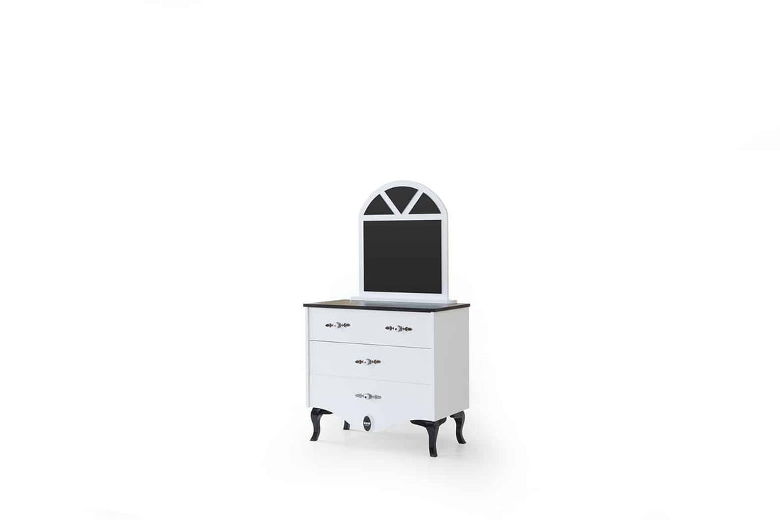 Black And White Chiffonnier 3 tiroirs avec miroir