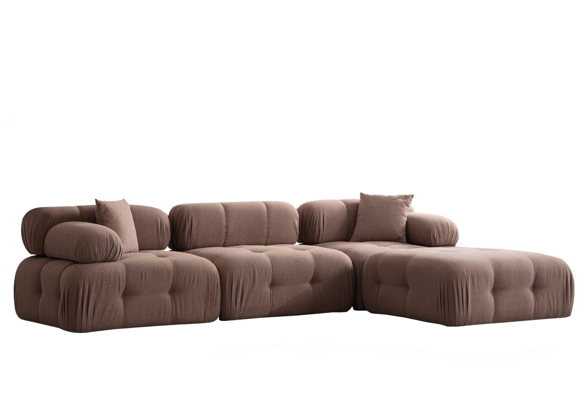 Canapé d'angle Doblo 3 Seater with Pouffe ( L1-O1-1R-Pouffe) - Cappuccino