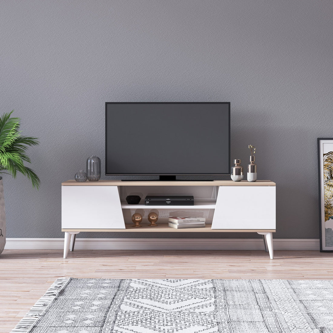 Meuble tv Mareli - Chene,blanc