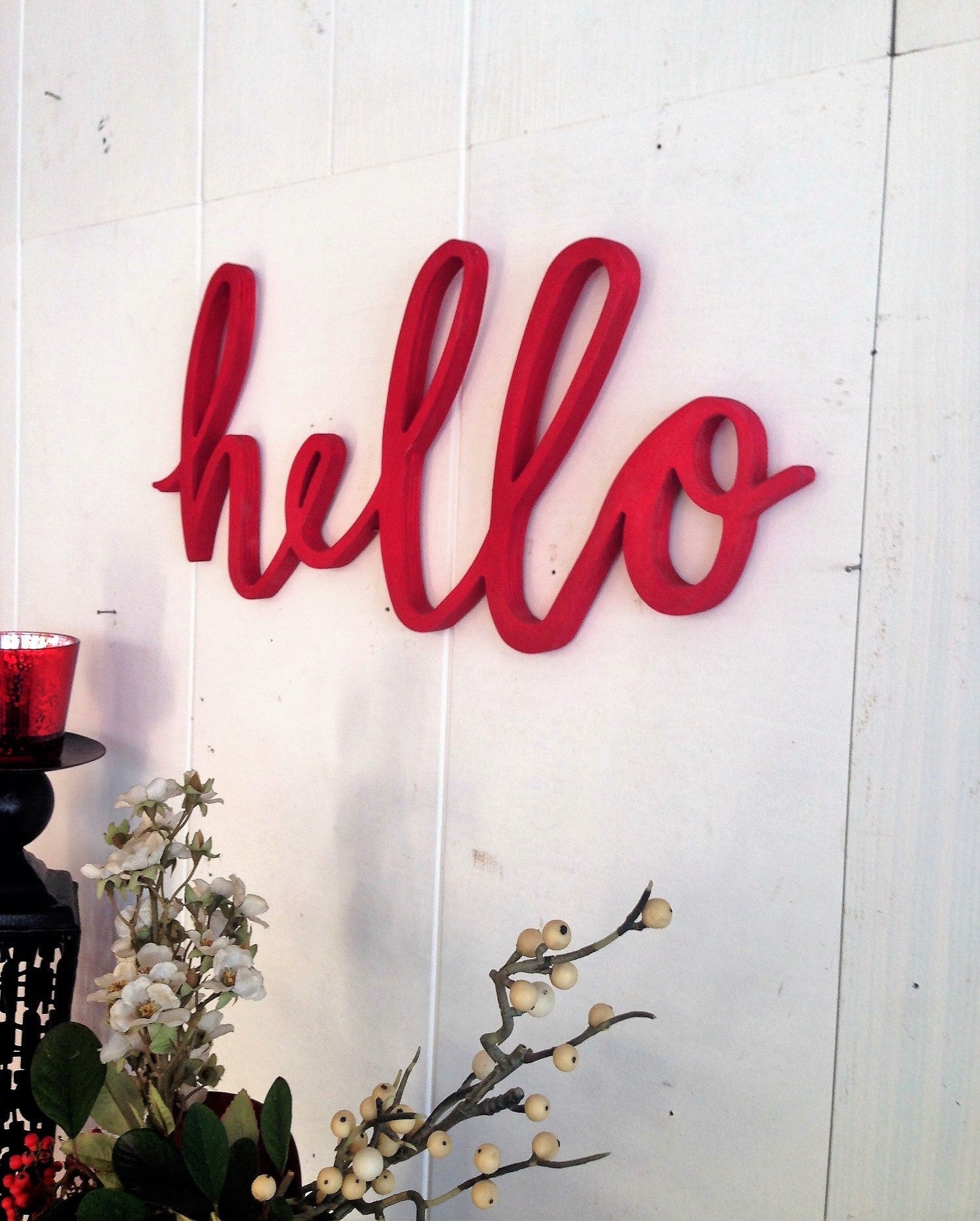 Accessoire mural décoratif en bois Hello Red
