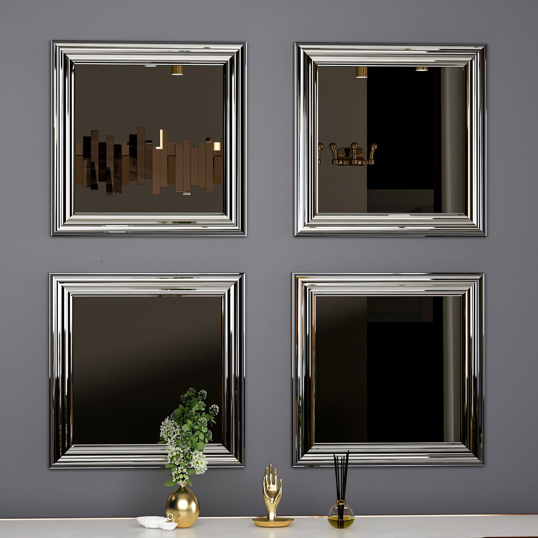 Ensemble de miroirs (4 pièces) Loza - Silver