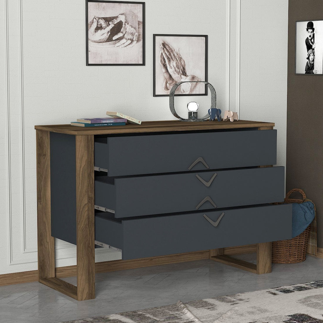 La commode Bumerang - Walnut, Anthracite