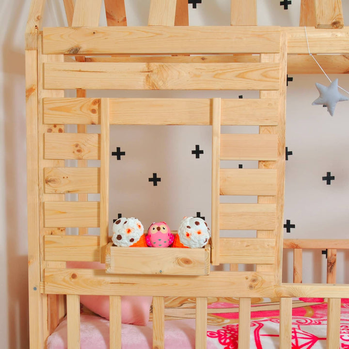 Lit cabane enfant Menekşe ,bois 90x190cm