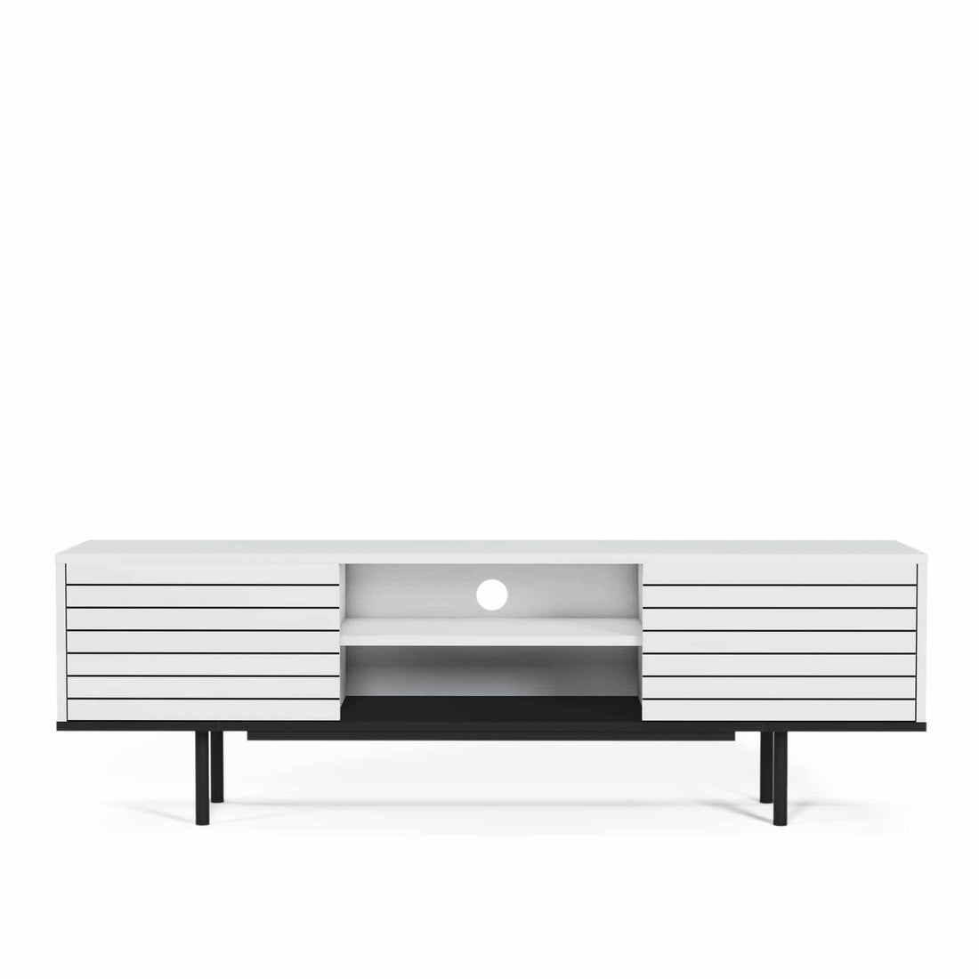 Meuble TV moderne 160cm 2 portes Colosseo Bois Blanc