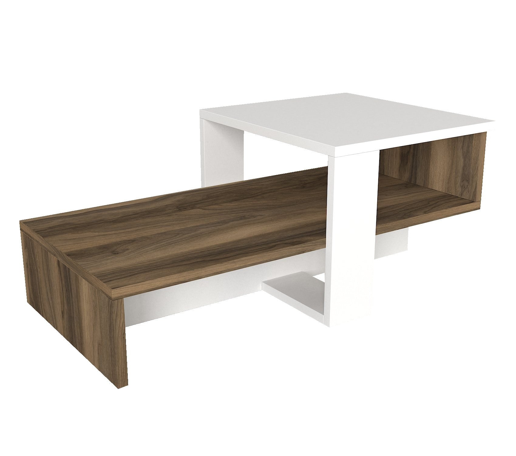 Table basse Chain - White, Walnut