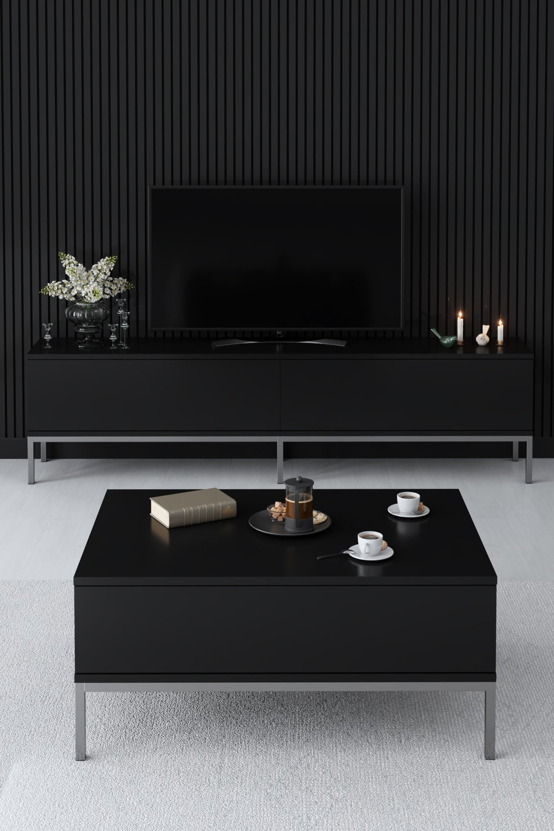 Meuble TV Lord - Black, Silver