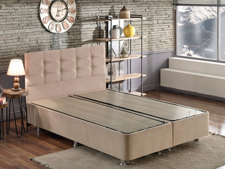 Base de lit double et tête de lit Polo - Light Brown (140 x 190)