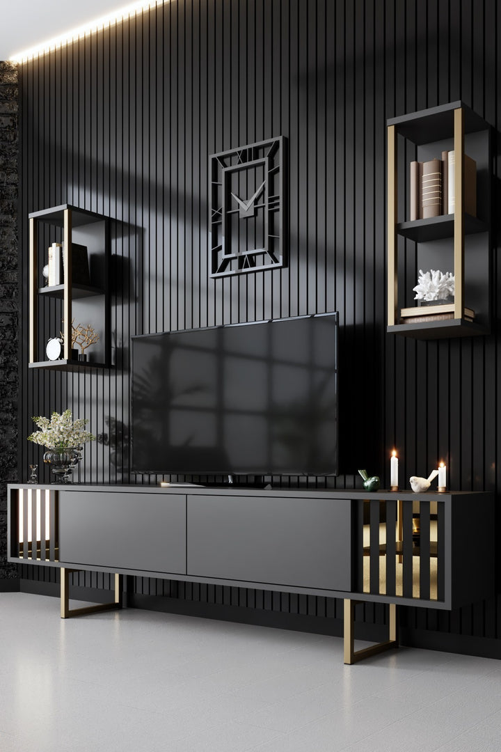 Ensemble de meubles de salon Gold Line - Anthracite, Gold
