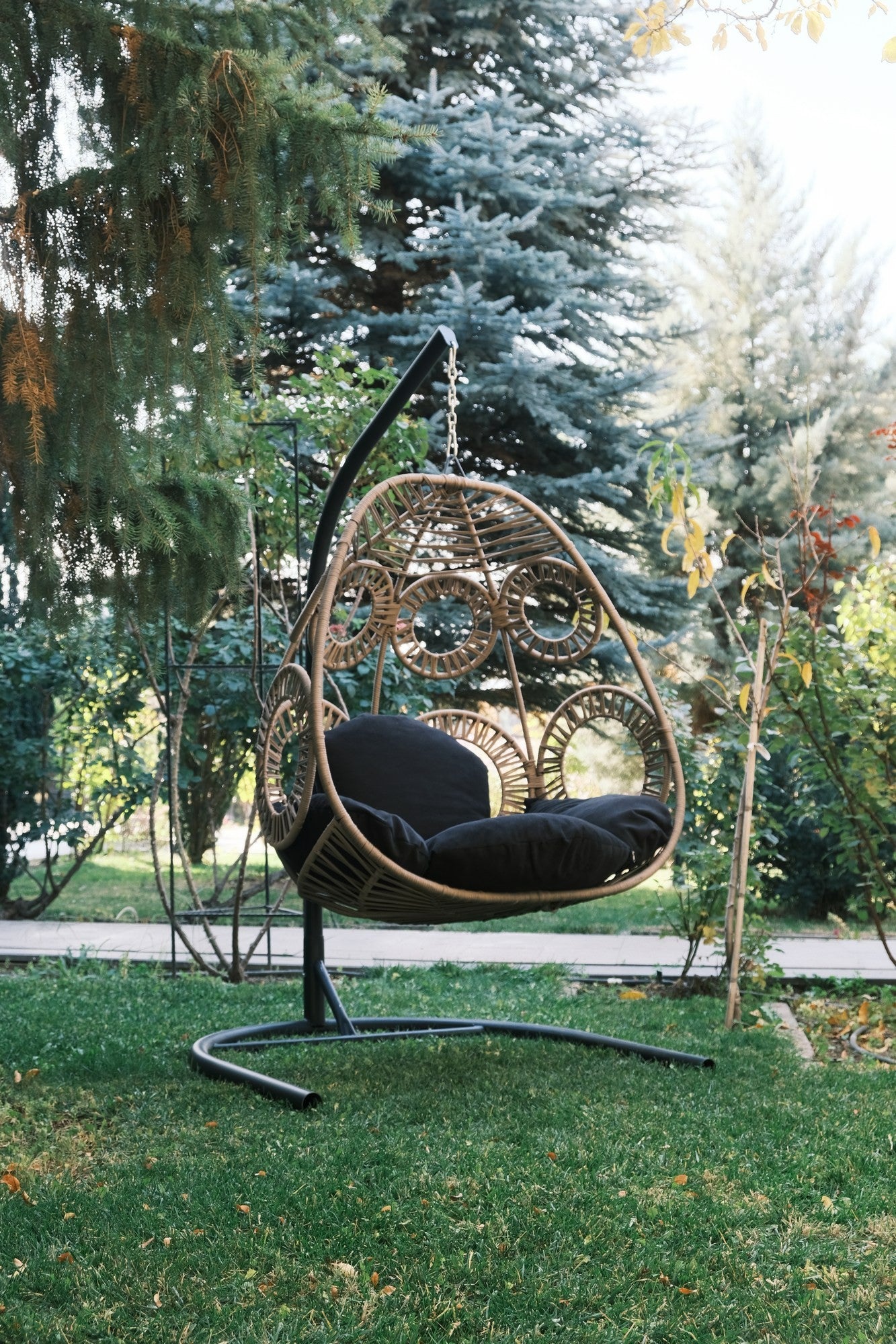 Chaise de balançoire unique de jardin Osna - Black