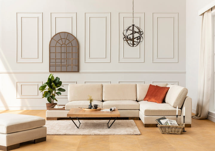 Canapé d'angle Tulip Corner Right With Pouf - Beige