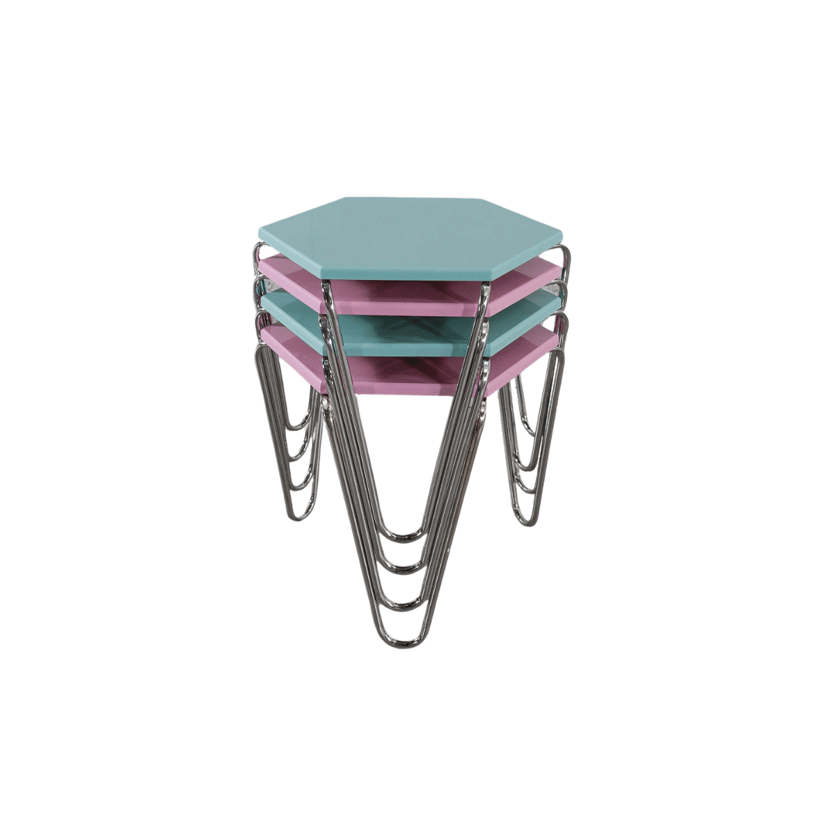 Piramit Table Gigognes Bleu Cyan Rose