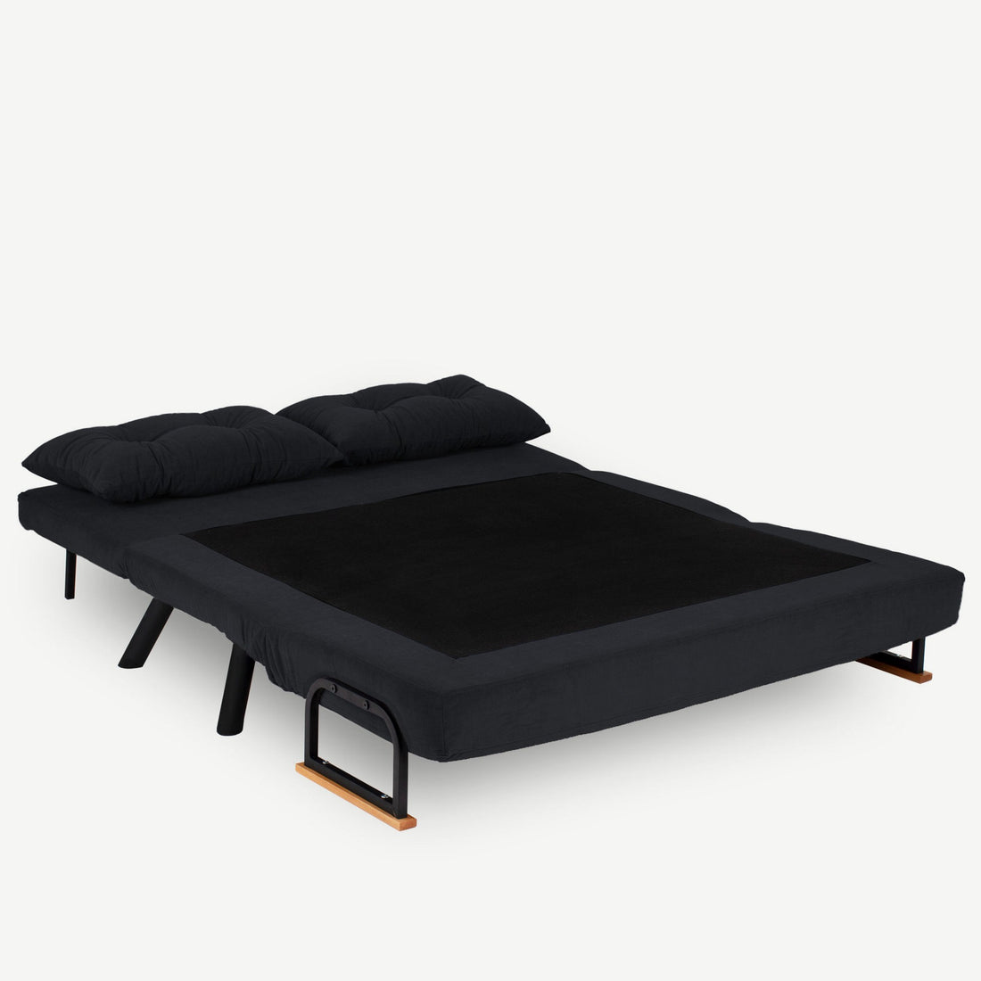 Canapé 2 places convertible Yolanda Métal Noir et Tissu Noir