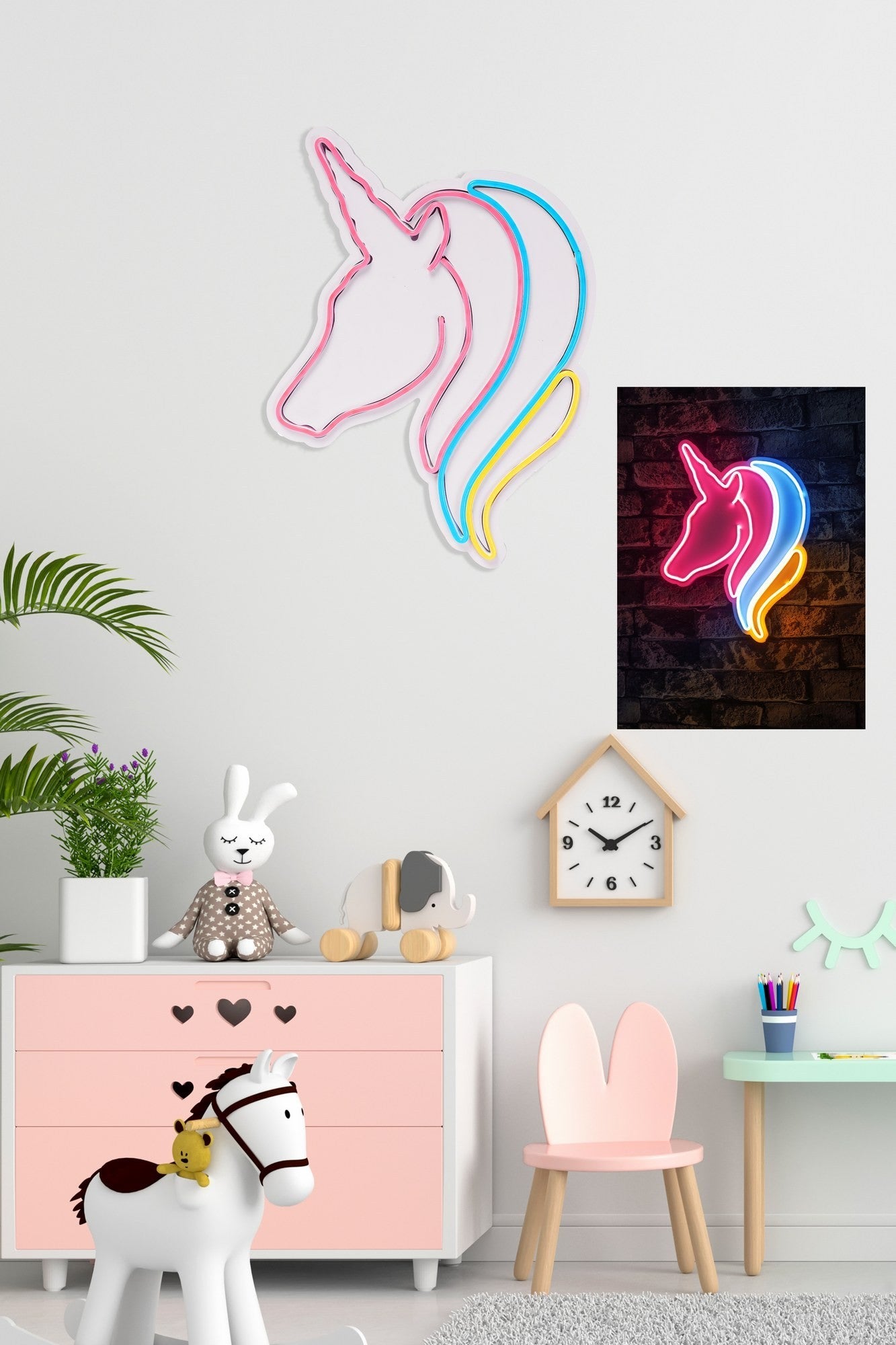 Éclairage LED en plastique décoratif Unicorn - White, Blue, Yellow