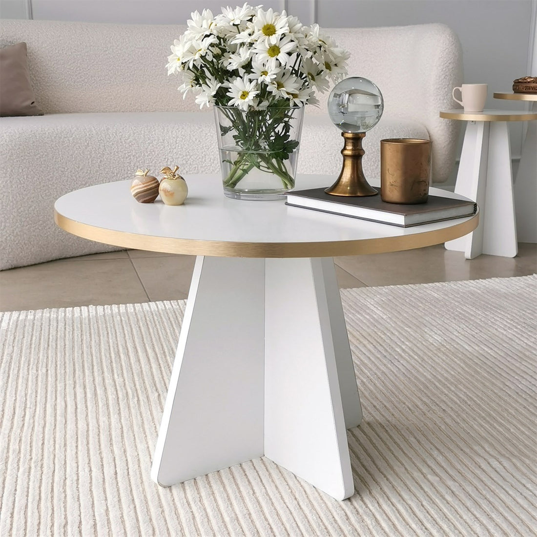Table basse Mushroom - Gold, White v2