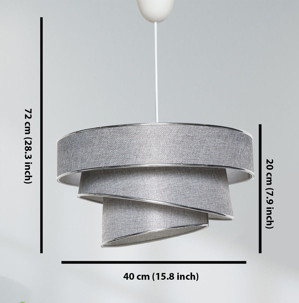 Suspension 3 cylindres design oblique Inconditus Ø40cm Gris et Argent
